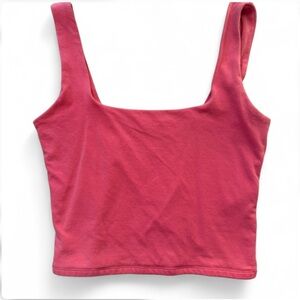 Abercrombie & Fitch Pink Square Neck Thick Straps Stretchy Tank Top